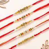 Set Of 5 Ethnic Metal Finish Rakhi